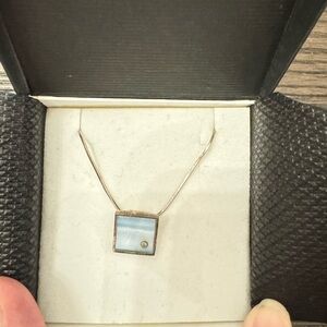 AURUM Silver and Blue Necklace with Minimalist Pendant